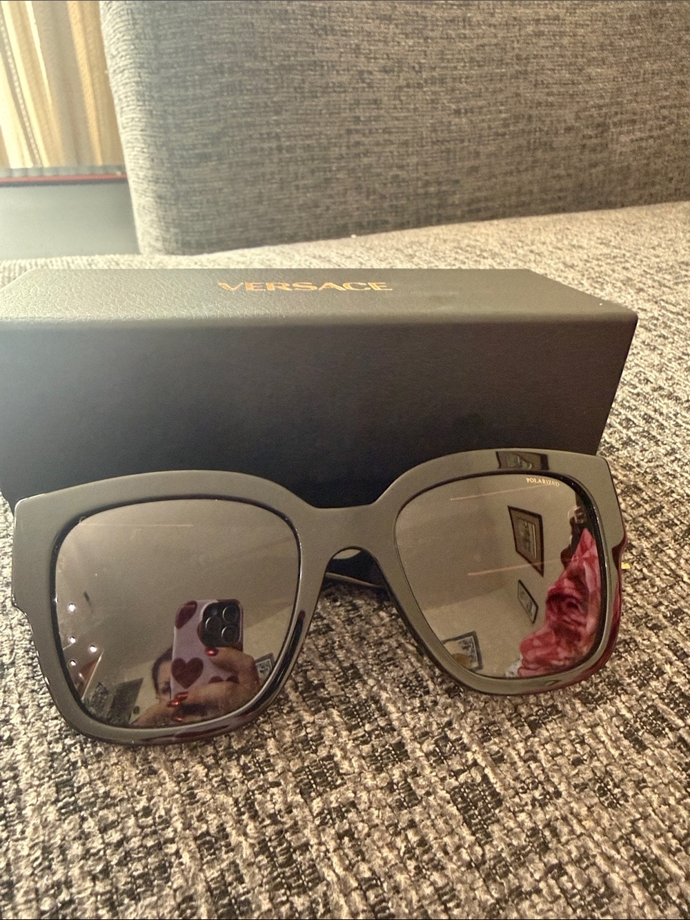 Versace Black Women's Square Oversized Sunglasses with Dark Lenses - Picture 2 of 10